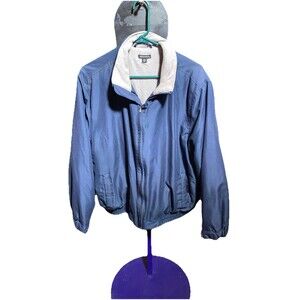 George Men's Dark Blue Full Zip Up Long Sleeve Polyester Jacket Size Large